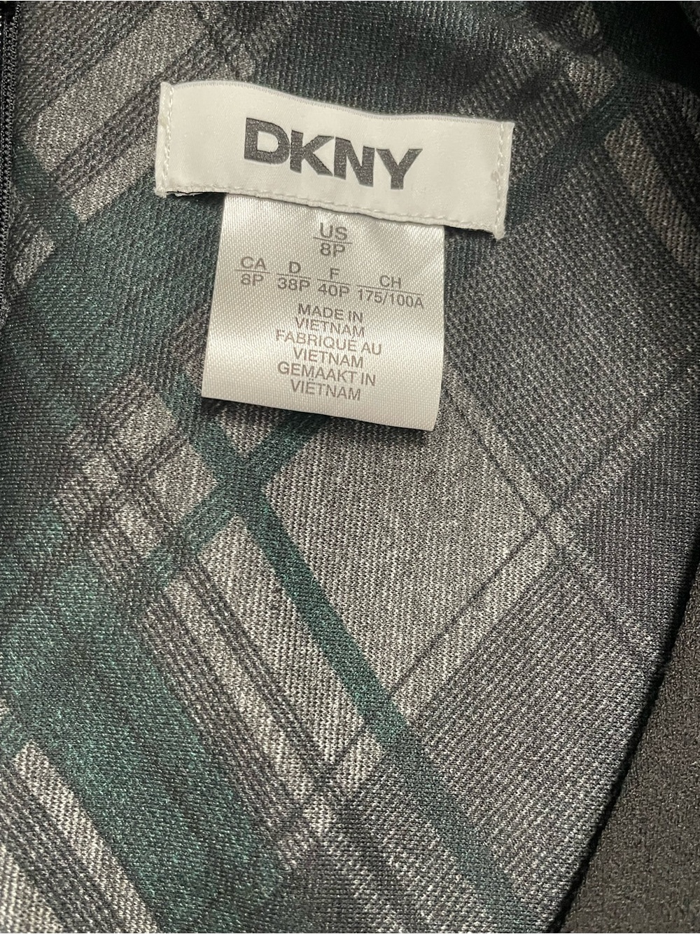 DKNY women’s green plaid Notch Lapel long sleeve blazer dress. Size 8 P - Picture 5 of 9